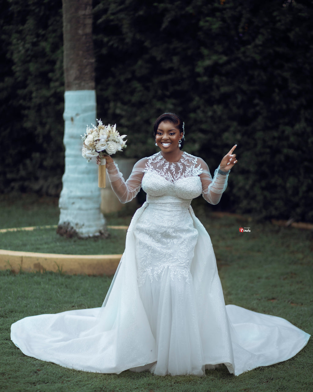 Fishtail Wedding Dress with Overskirt